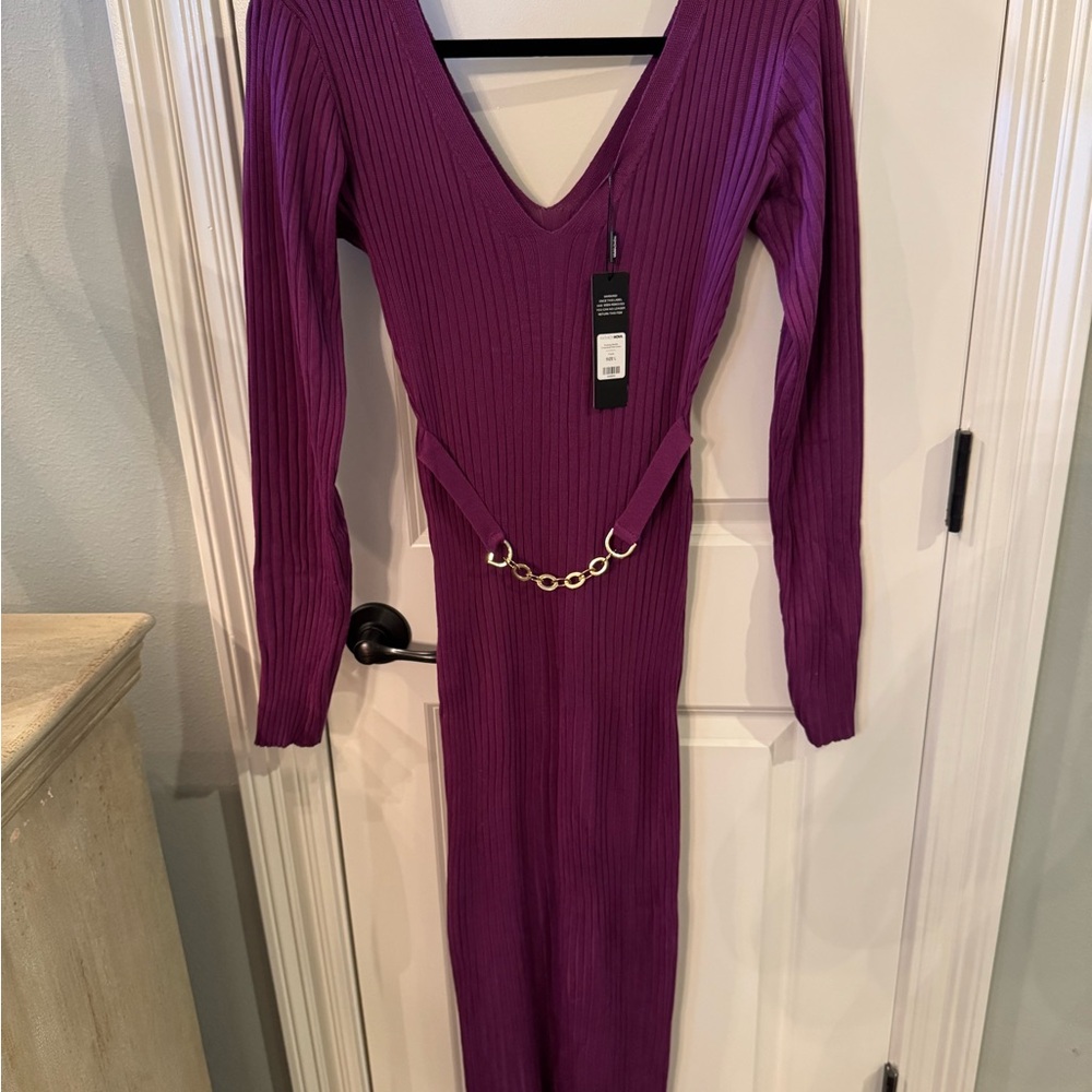 Elegant Purple Knit Dress